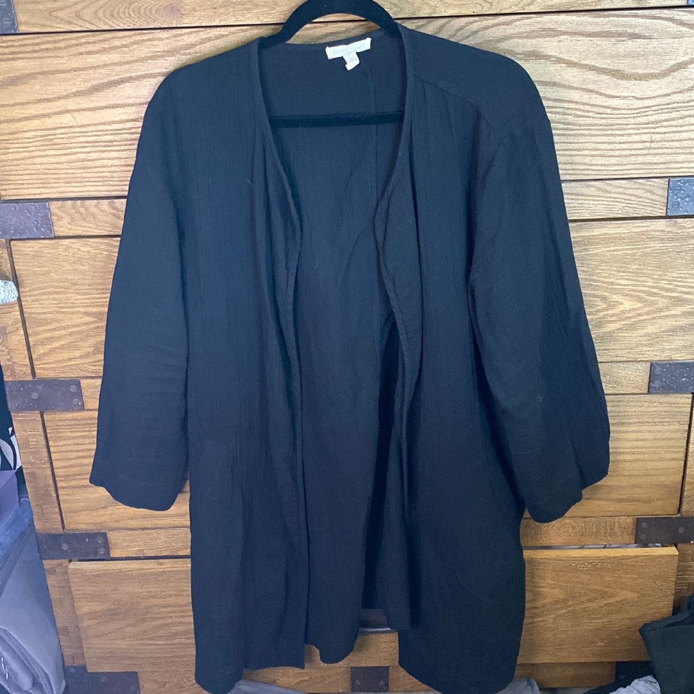 Eileen Fisher Linen Pocketed Kimono Cardigan - LG